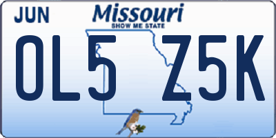 MO license plate OL5Z5K