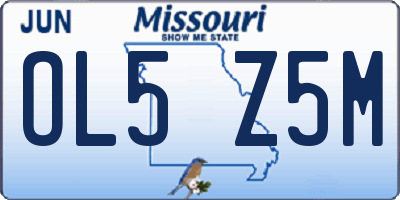 MO license plate OL5Z5M
