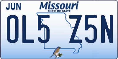 MO license plate OL5Z5N