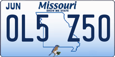 MO license plate OL5Z5O