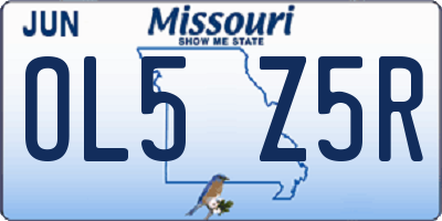 MO license plate OL5Z5R