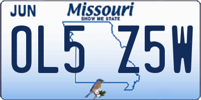 MO license plate OL5Z5W