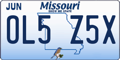 MO license plate OL5Z5X
