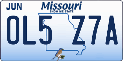 MO license plate OL5Z7A