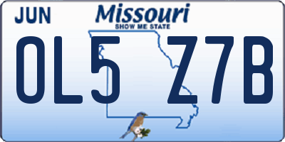 MO license plate OL5Z7B