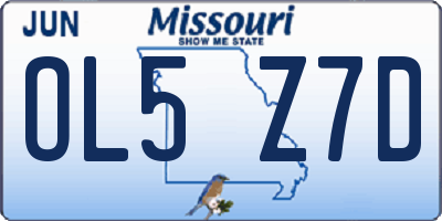 MO license plate OL5Z7D