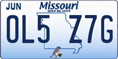 MO license plate OL5Z7G