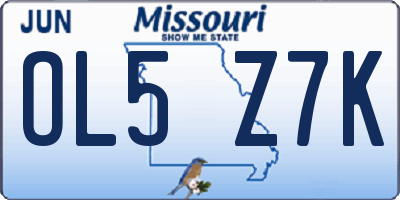 MO license plate OL5Z7K