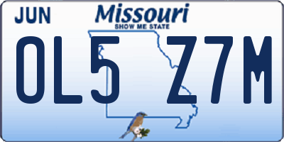 MO license plate OL5Z7M