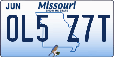 MO license plate OL5Z7T