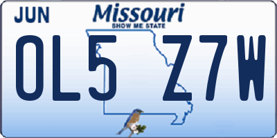 MO license plate OL5Z7W