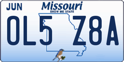 MO license plate OL5Z8A
