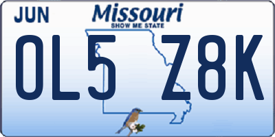 MO license plate OL5Z8K