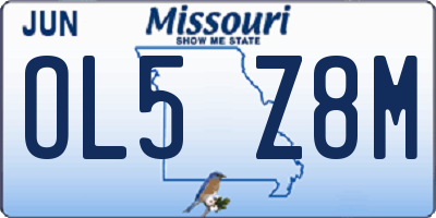 MO license plate OL5Z8M