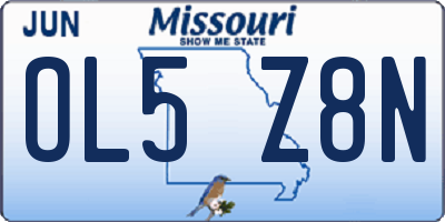 MO license plate OL5Z8N