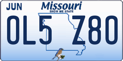 MO license plate OL5Z8O