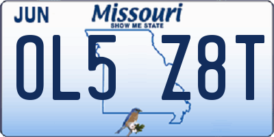 MO license plate OL5Z8T