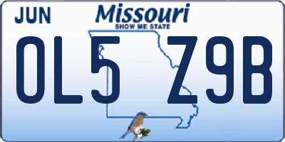 MO license plate OL5Z9B