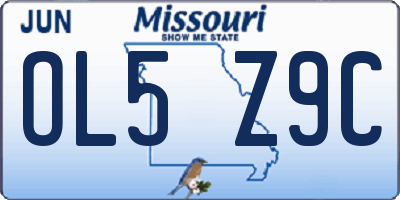MO license plate OL5Z9C