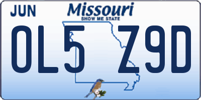 MO license plate OL5Z9D