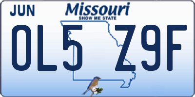 MO license plate OL5Z9F