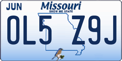 MO license plate OL5Z9J