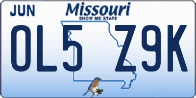 MO license plate OL5Z9K