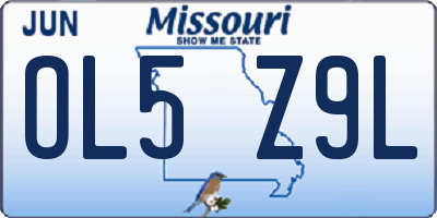 MO license plate OL5Z9L