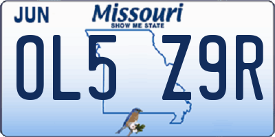 MO license plate OL5Z9R
