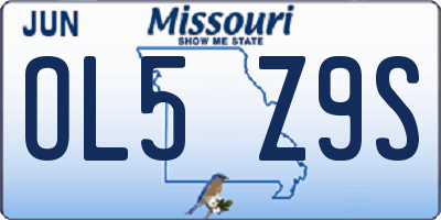 MO license plate OL5Z9S