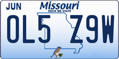 MO license plate OL5Z9W
