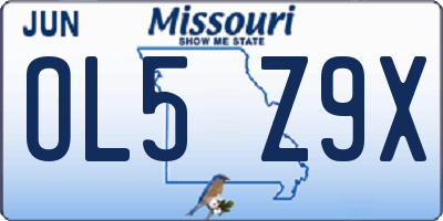 MO license plate OL5Z9X