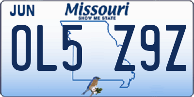 MO license plate OL5Z9Z