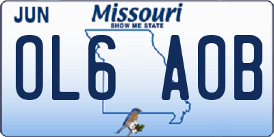 MO license plate OL6A0B