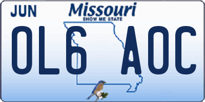 MO license plate OL6A0C