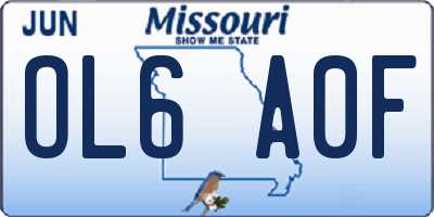 MO license plate OL6A0F