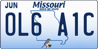 MO license plate OL6A1C