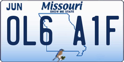 MO license plate OL6A1F