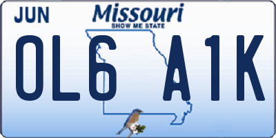 MO license plate OL6A1K
