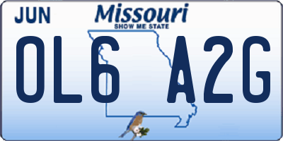 MO license plate OL6A2G