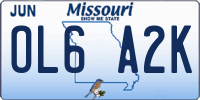 MO license plate OL6A2K