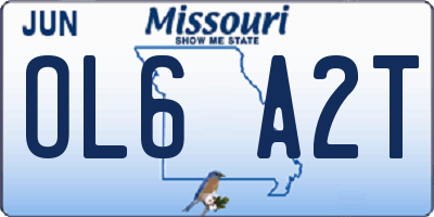 MO license plate OL6A2T