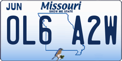 MO license plate OL6A2W