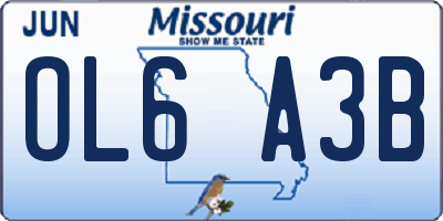 MO license plate OL6A3B