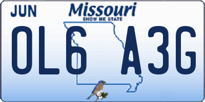 MO license plate OL6A3G