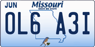 MO license plate OL6A3I