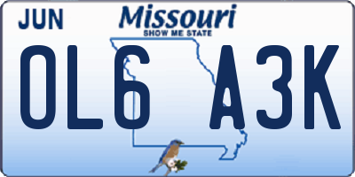 MO license plate OL6A3K