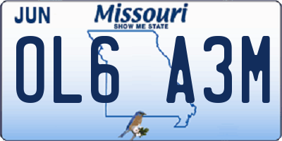 MO license plate OL6A3M