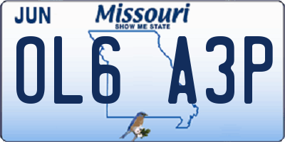 MO license plate OL6A3P