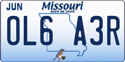 MO license plate OL6A3R